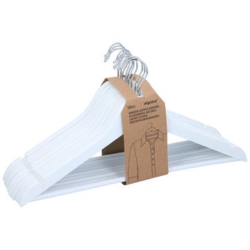 Alpina kledinghanger wit hout set a 10st