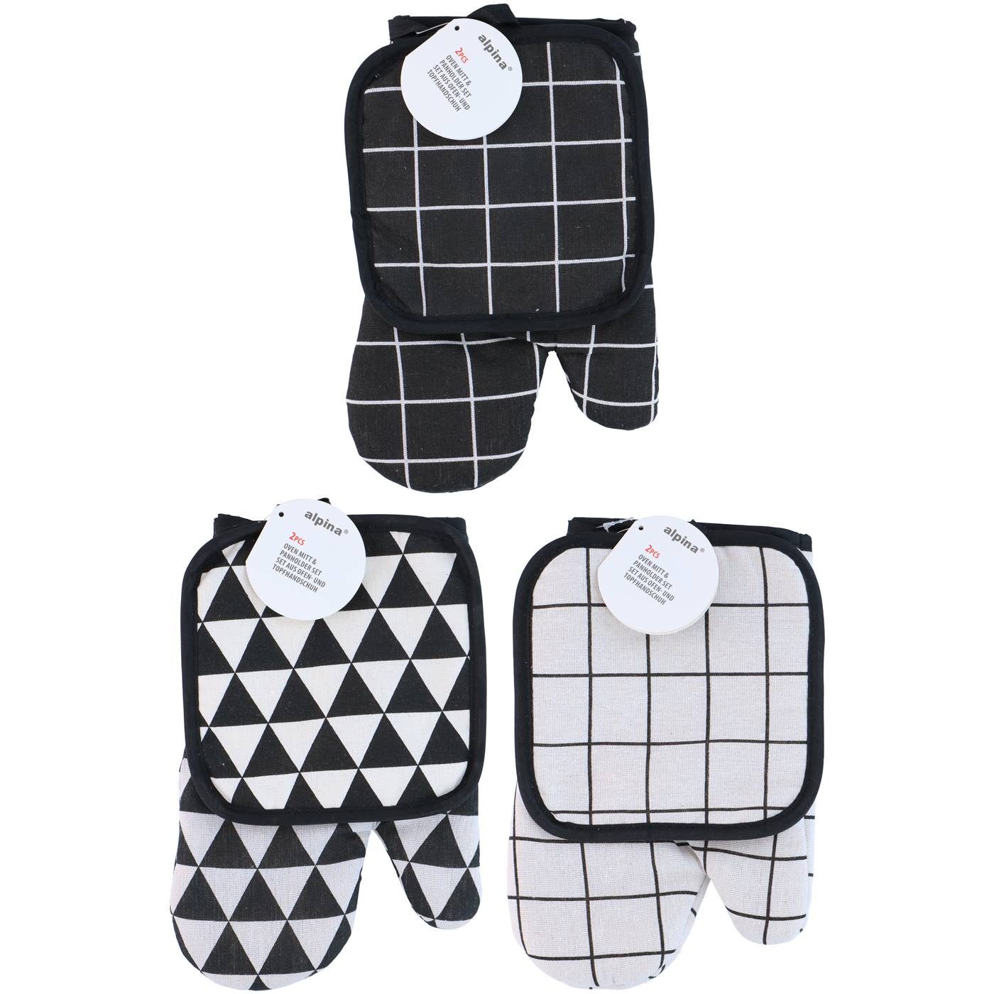 Ovenwant en pannenhouderset zwart/wit