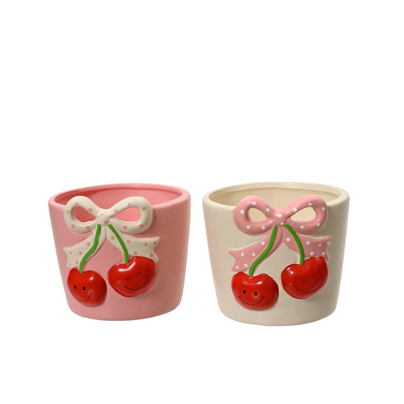 Bloempot Kersen dolomiet Ø10,4xH9,1cm