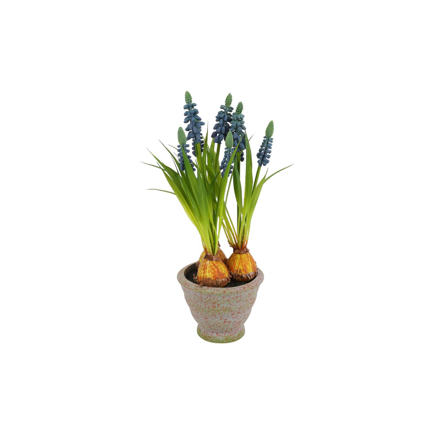 Kunstbloem in pot Muscari wit H28cm