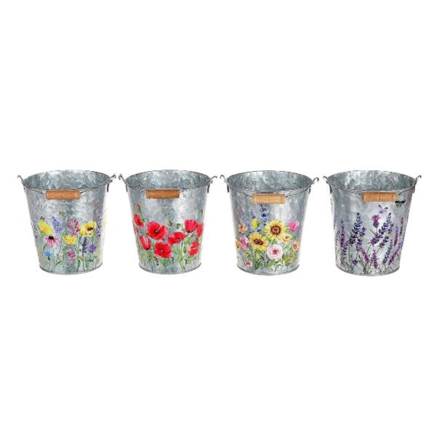 Emmer Zink H14cm met bloemmotief