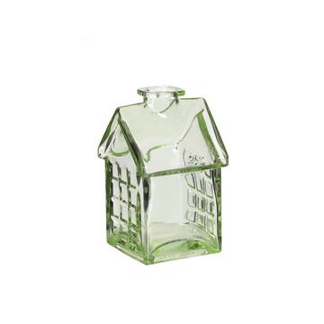 Glazen huisje 7x7,5xH12cm lichtgroen