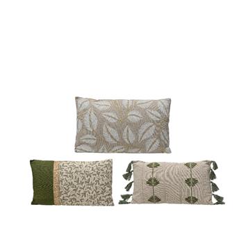 Kussen met print beige katoen 30x50cm