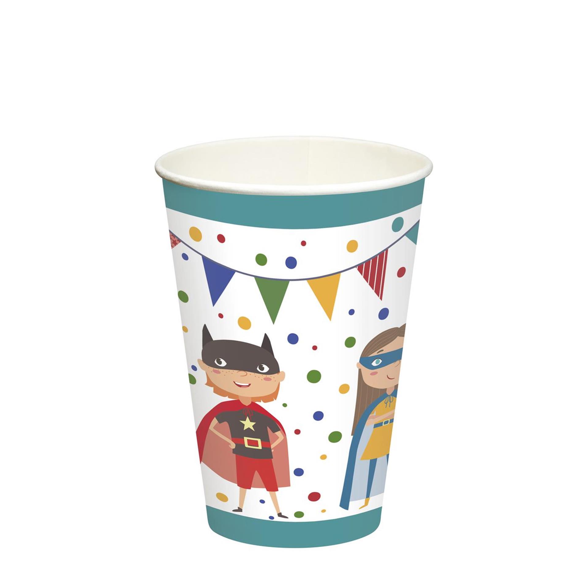 Papstar Set a 10 drinkbekers superhero karton 0,2l ø7x9,7cm