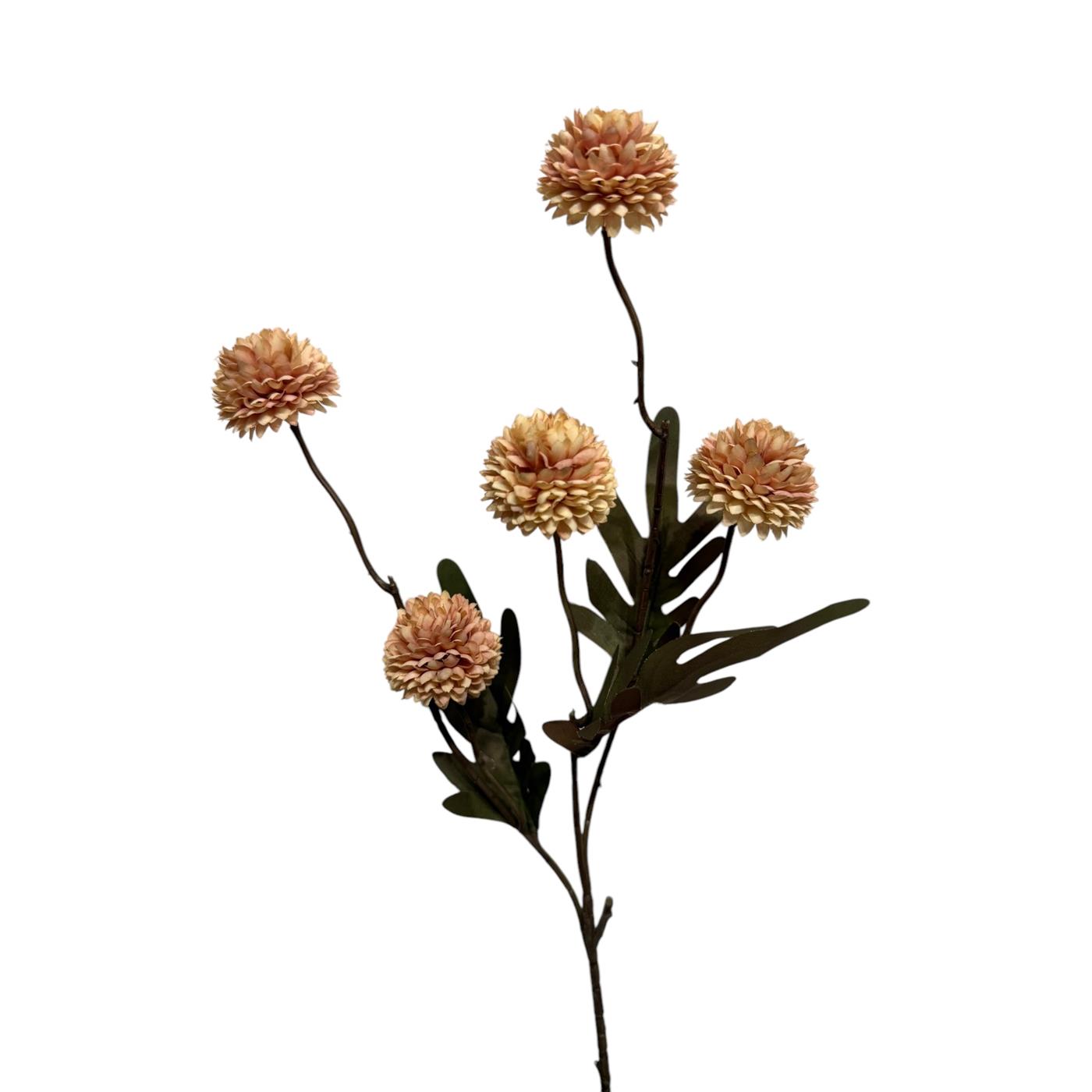 Kunstbloem Pompom 52 cm champagne