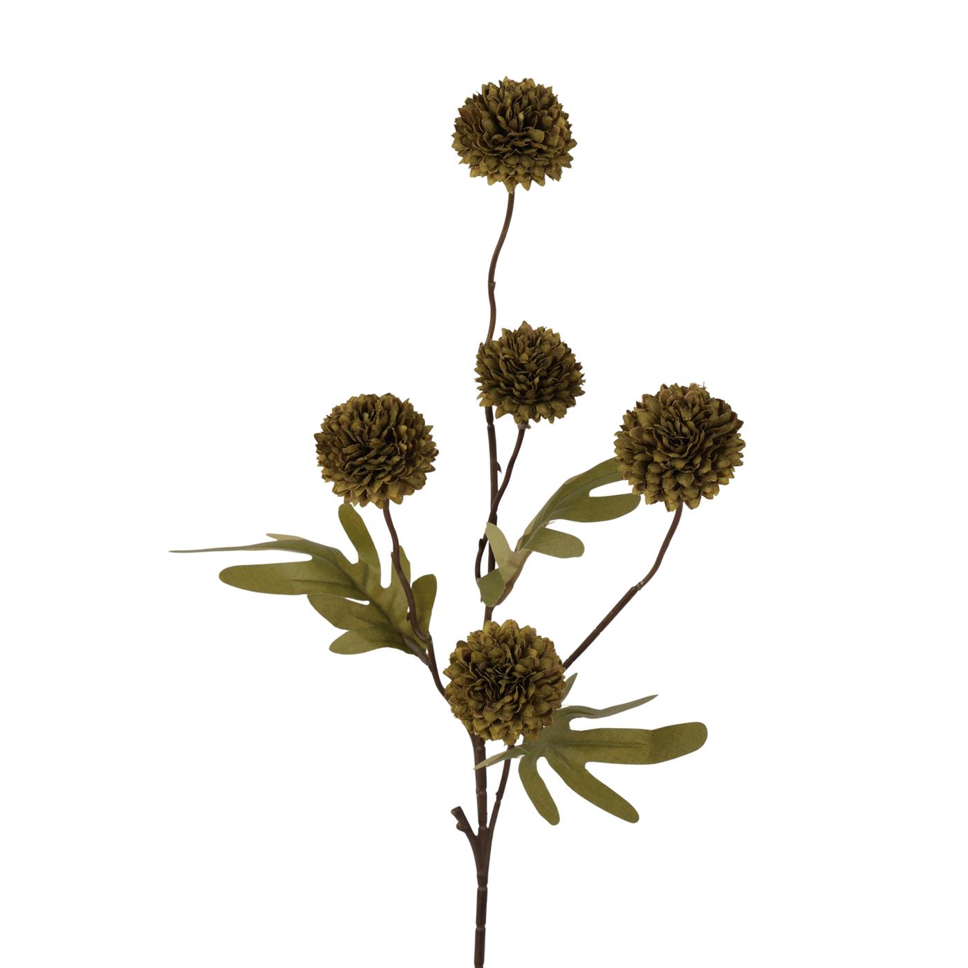 Kunstbloem Pompom tak 52cm dark green