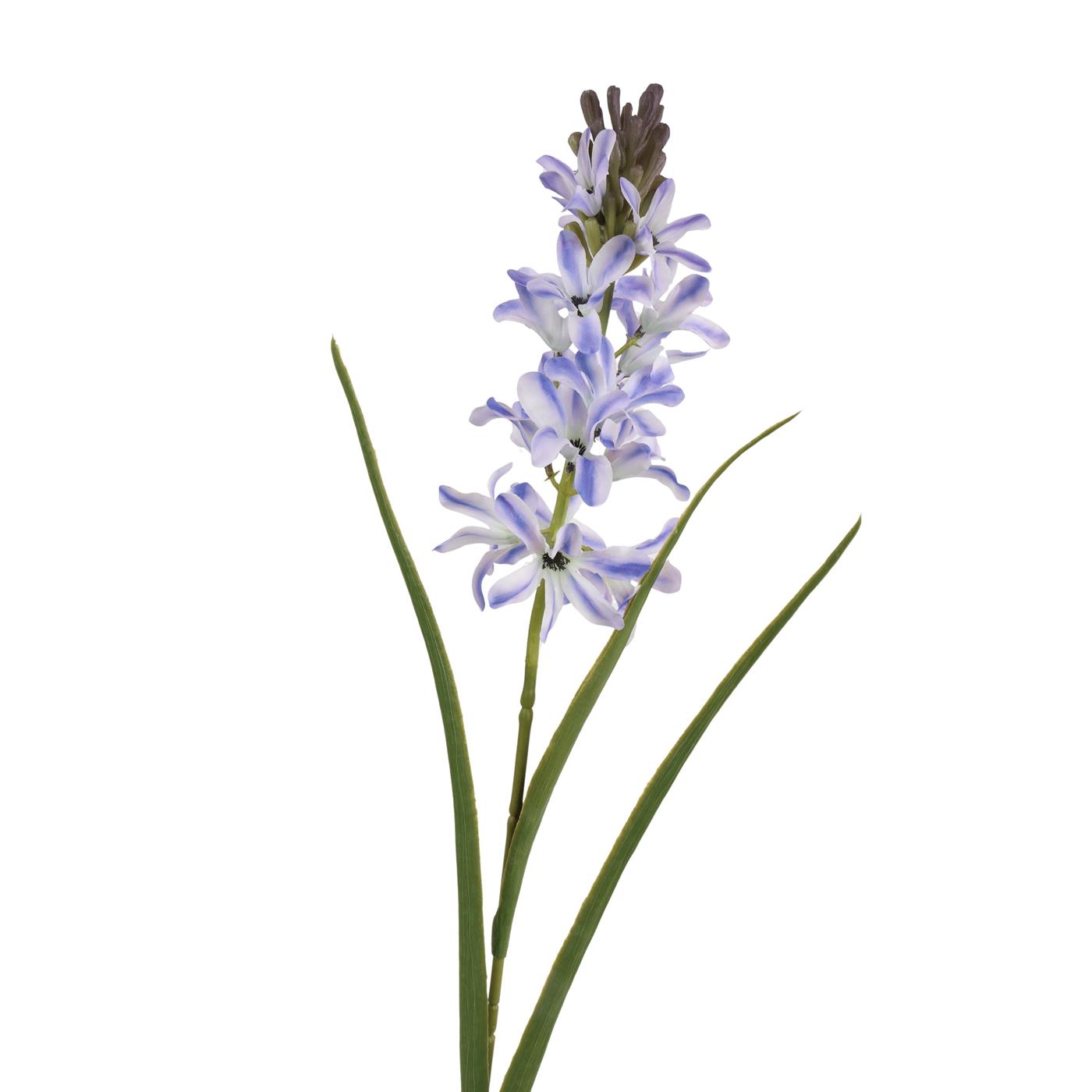 Kunstbloem hyacint met gras blauw 70cm