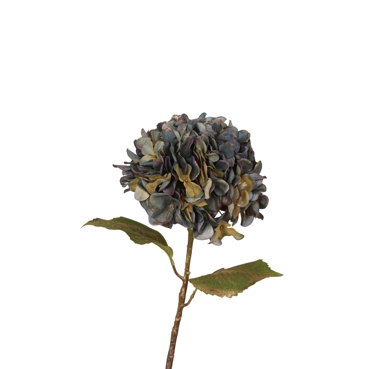Kunstbloem Hortensia 55cm blauw/goud