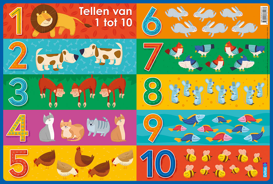 Deltas onderleggers Tellen van 1 tot 10