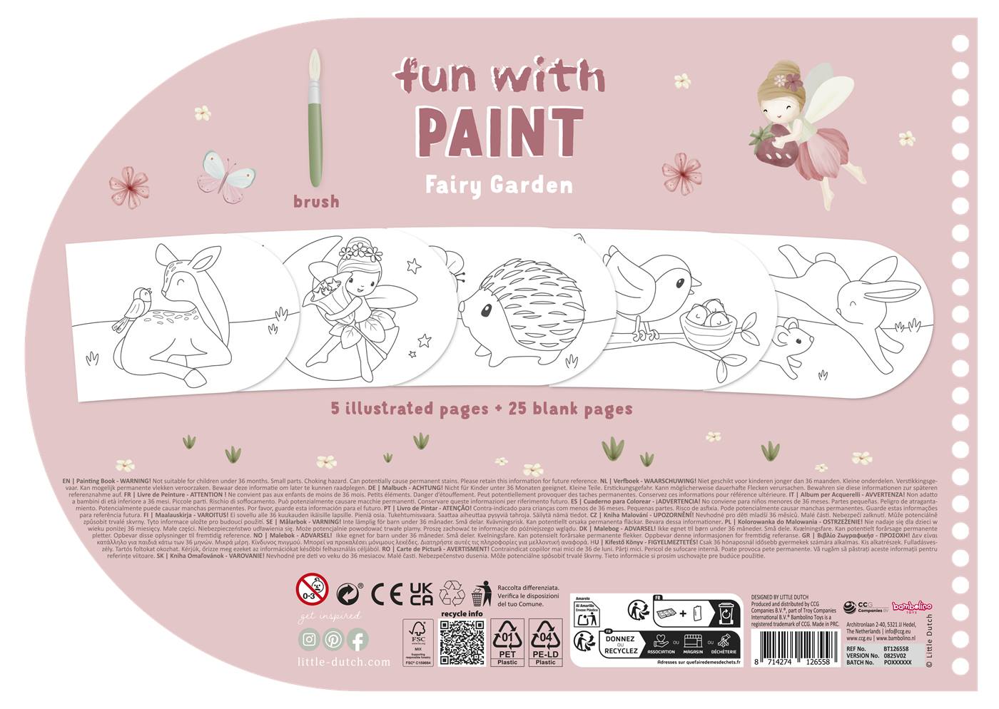 Little Dutch Verfboek Fairy garden, 30 pagina's met verf