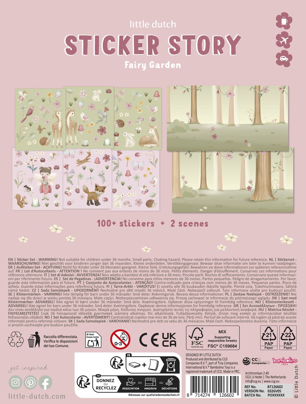 Little Dutch sticker Story Boek Fairy garden, 2 scenes