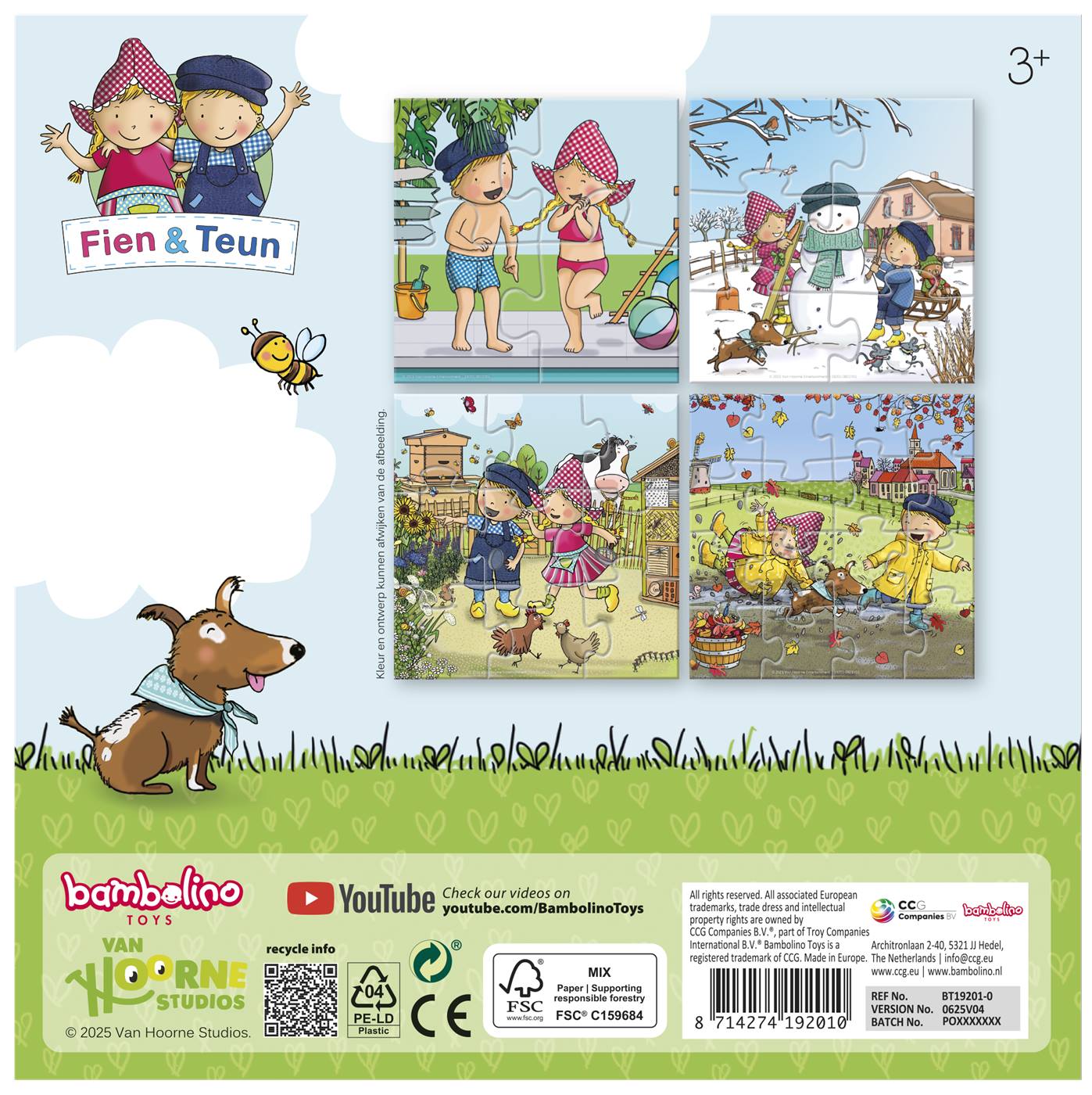 Fien & Teun 4 in 1 Puzzel, 18x18x4cm
