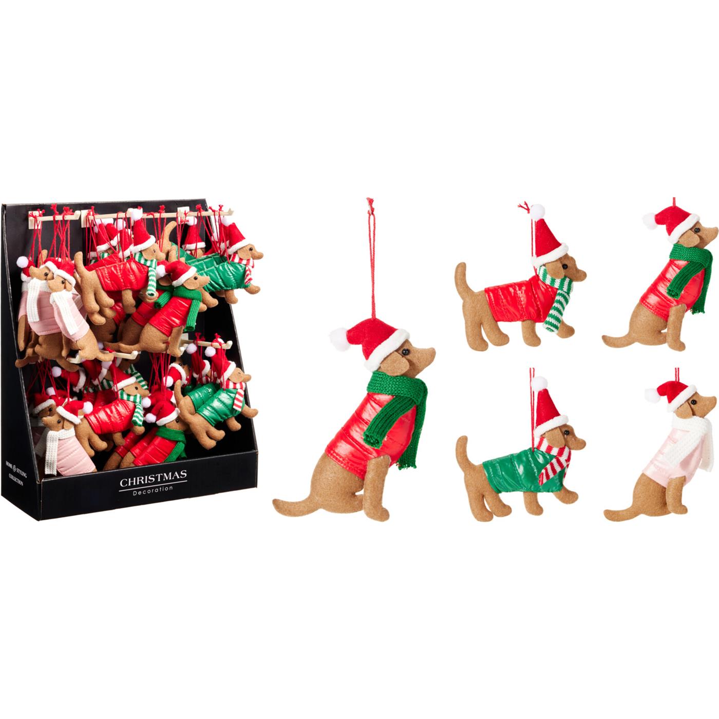 Hond kersthanger 12cm 4ass