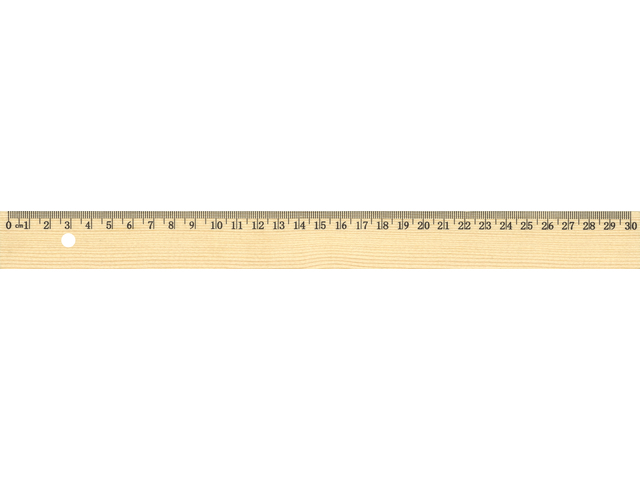 Liniaal 30cm hout met metaalinleg
