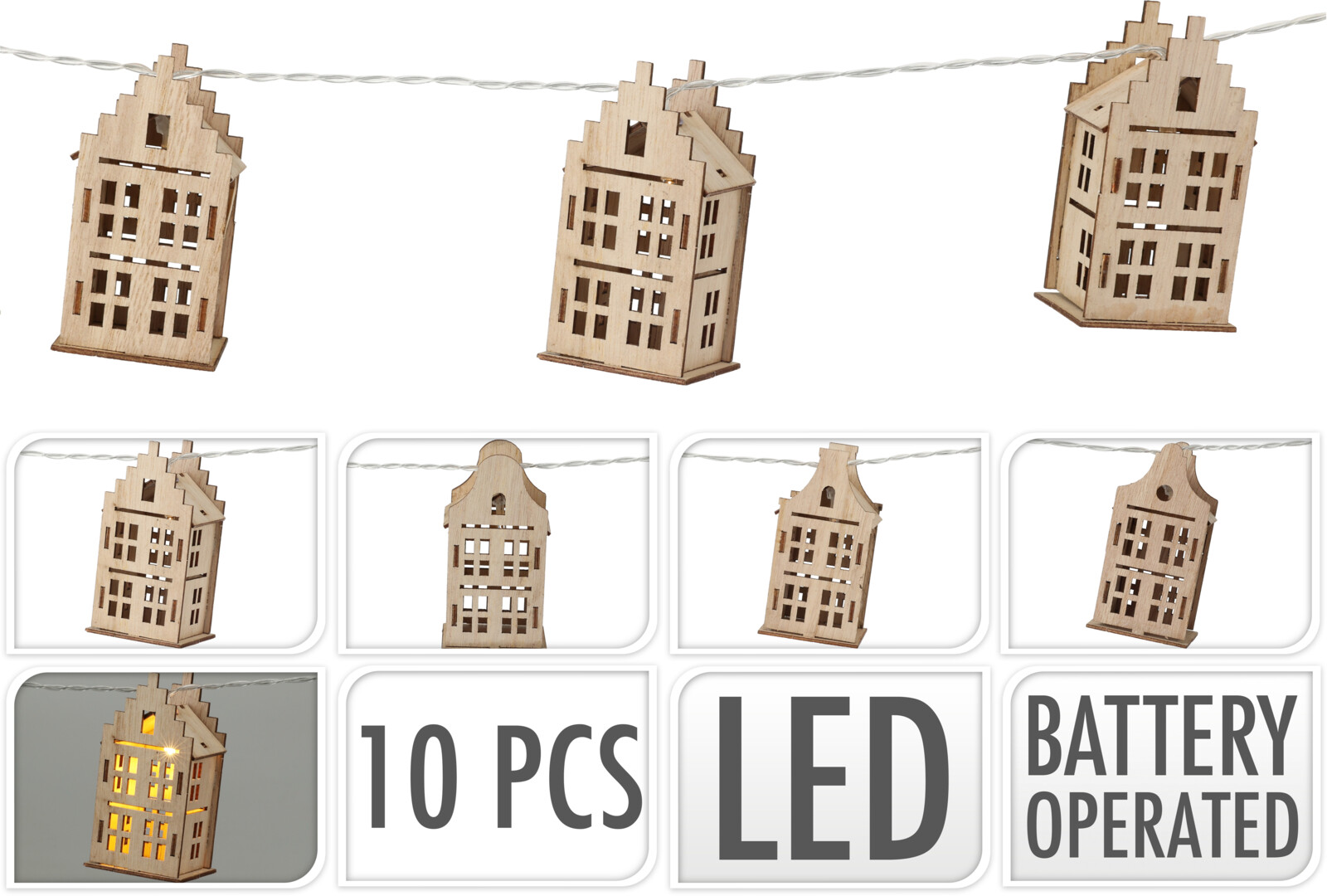 Verlichting slinger huisje 10x ww 150cm