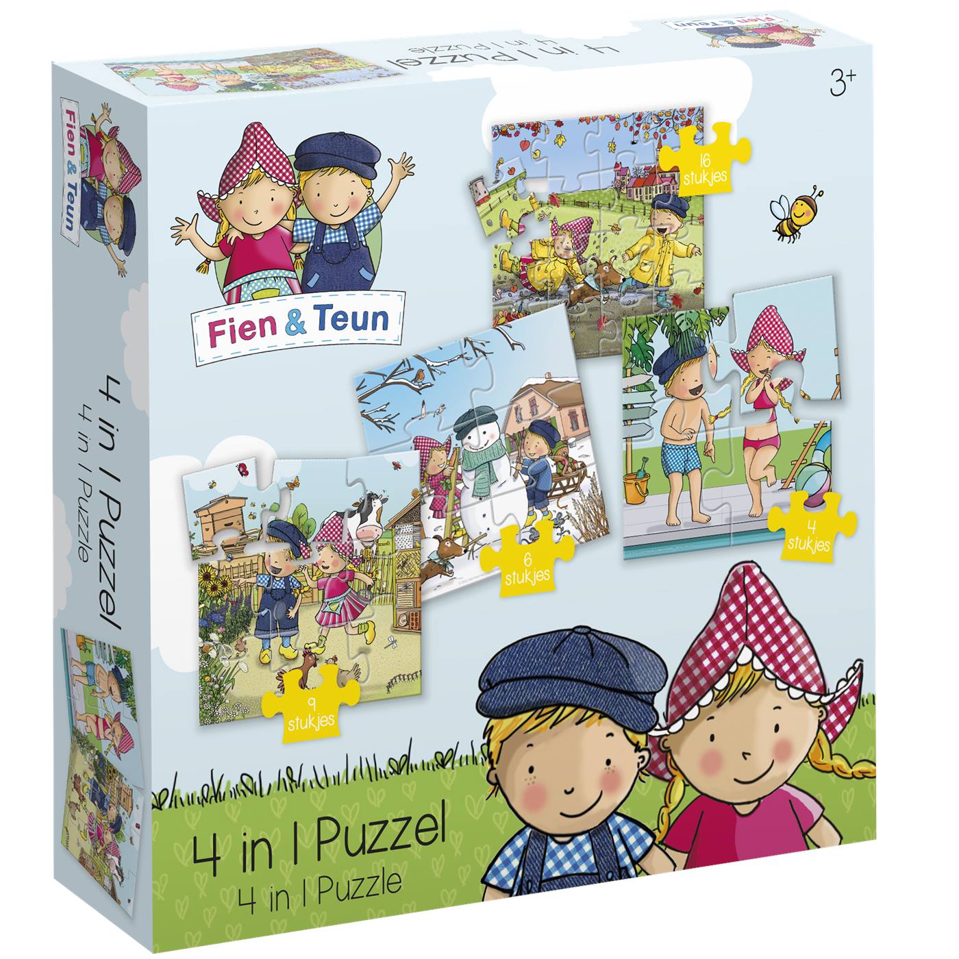 Fien & Teun 4 in 1 Puzzel, 18x18x4cm