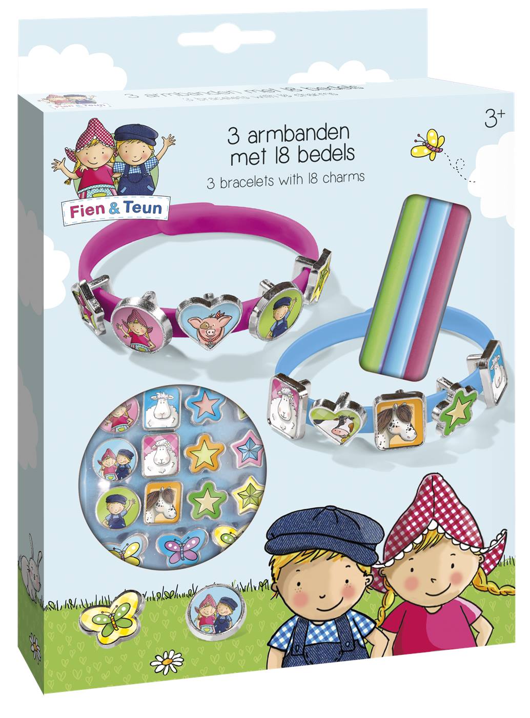 Fien & Teun bracelet & charms set a 3 stuks