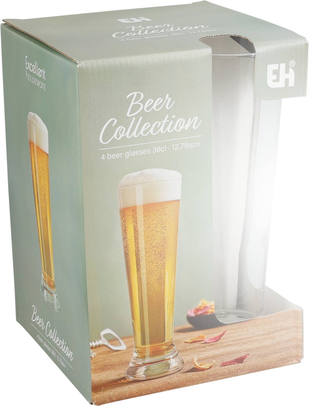 Bierglazenset 4-delig 380ml Ø7xH20,5cm
