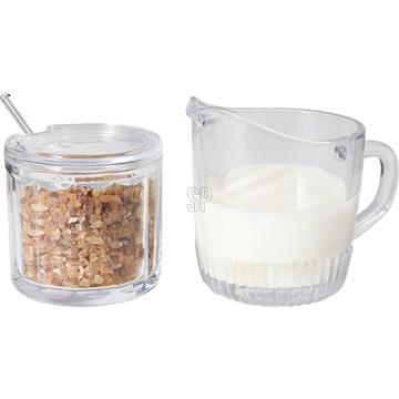Suiker en melkset glas 3-delig