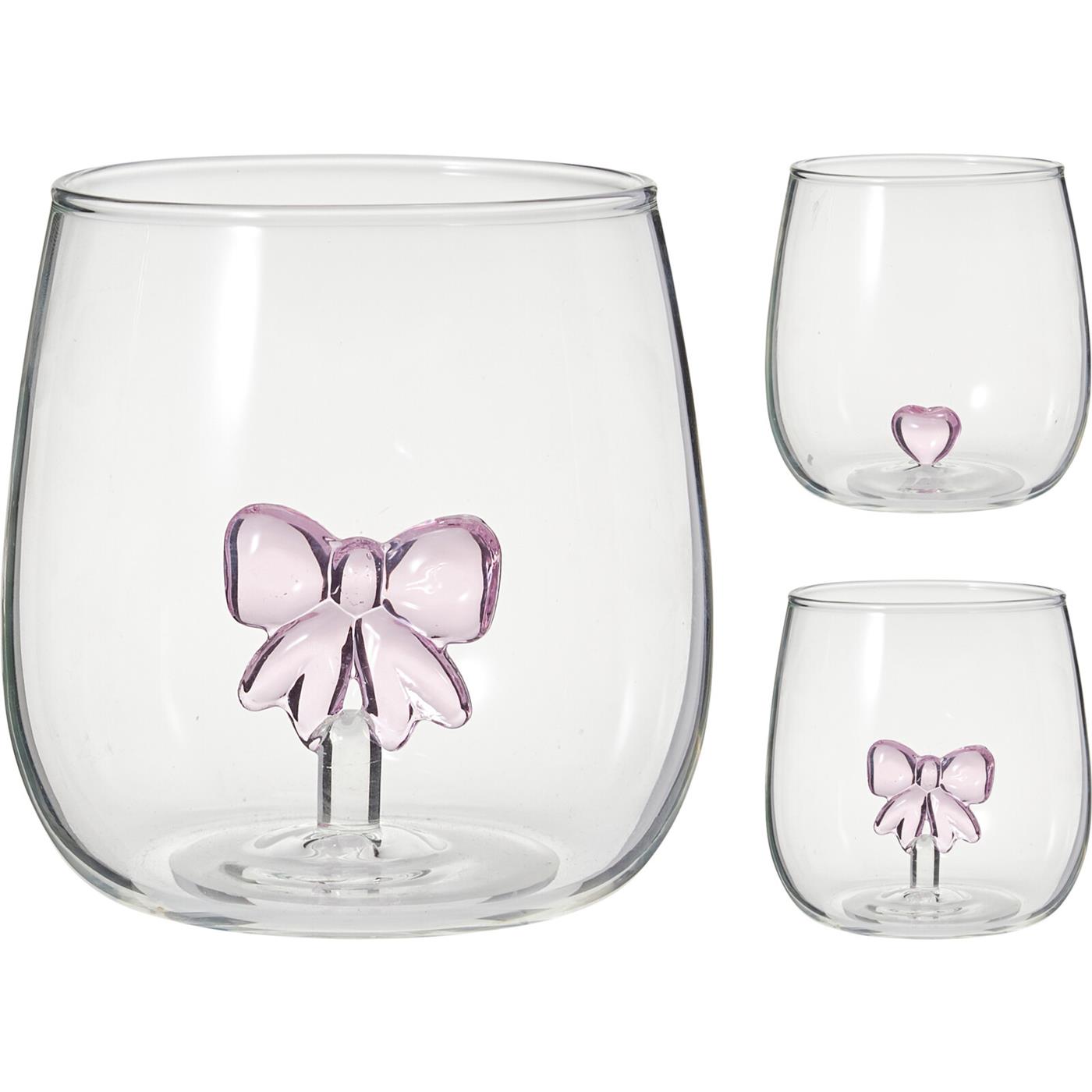 Drinkglas met decoratie strik/hart