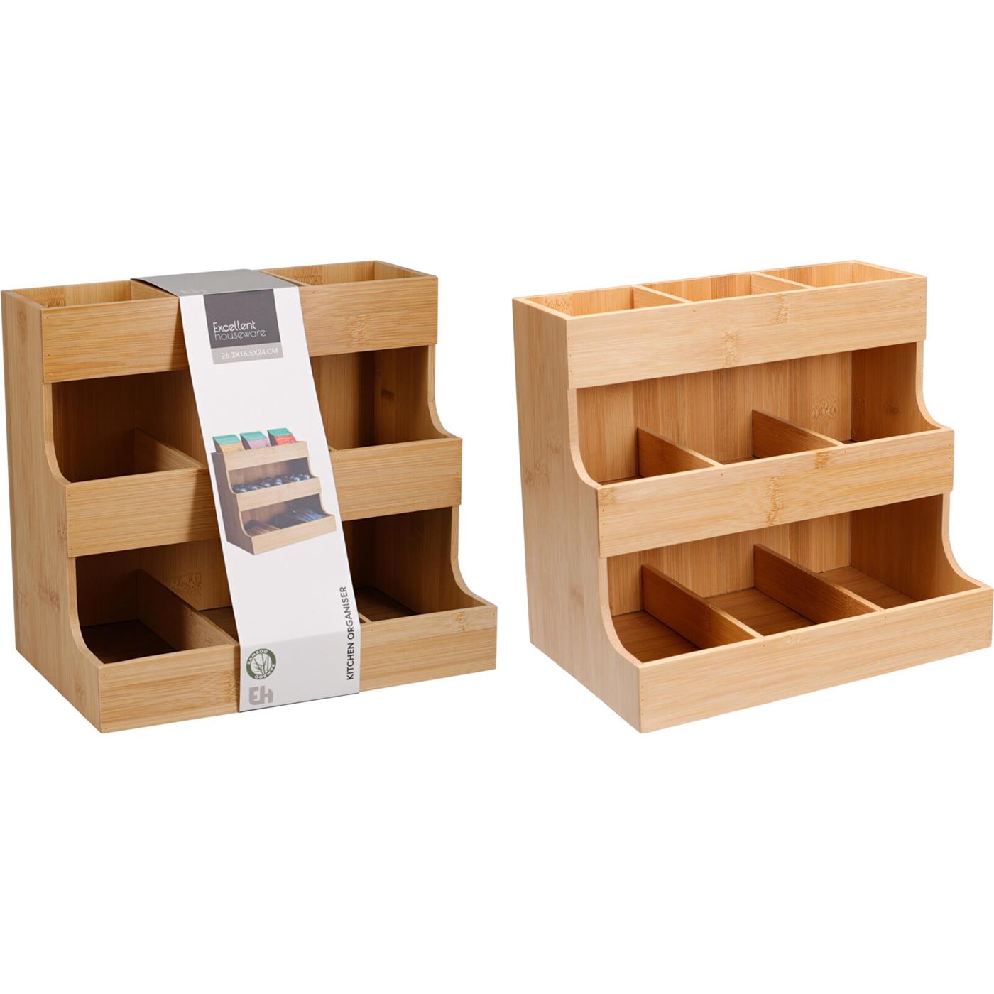 Keuken organizer bamboe 26x17x24cm