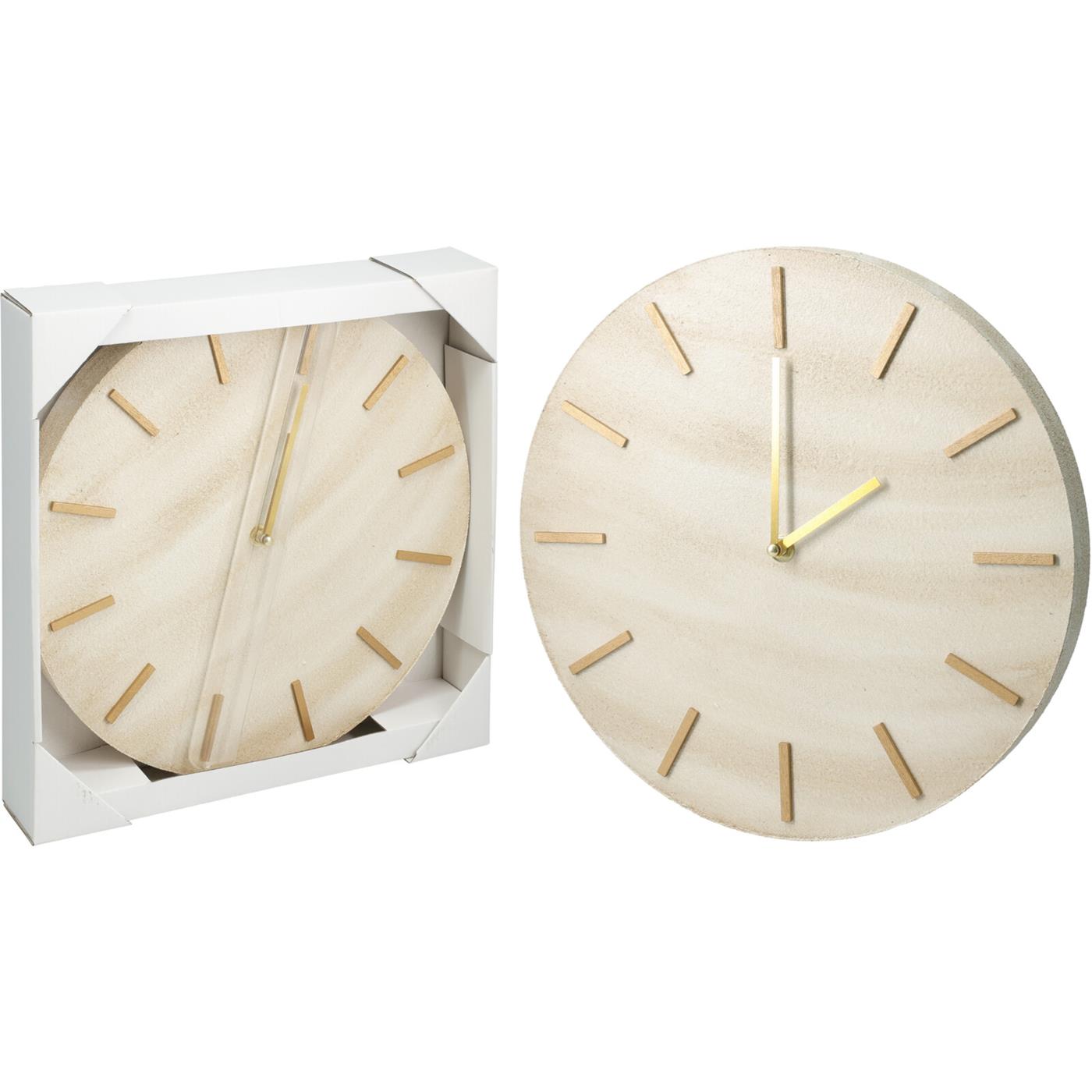 Klok mdf marmer look Ø30cm beige/goud