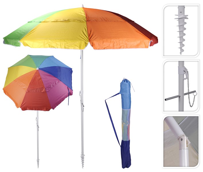 Strandparasol regenboogkleur 220cm