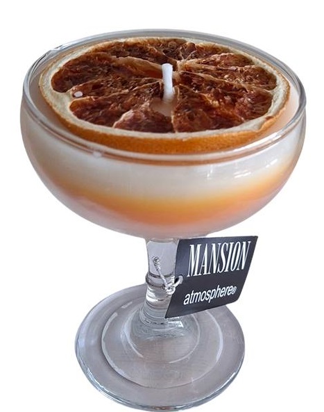 Geurkaars in cocktailglas geel 8,5xH11cm