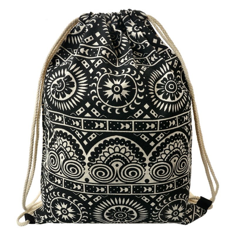 Clayre & Eef Rugzak zwart/wit 34x1x43cm