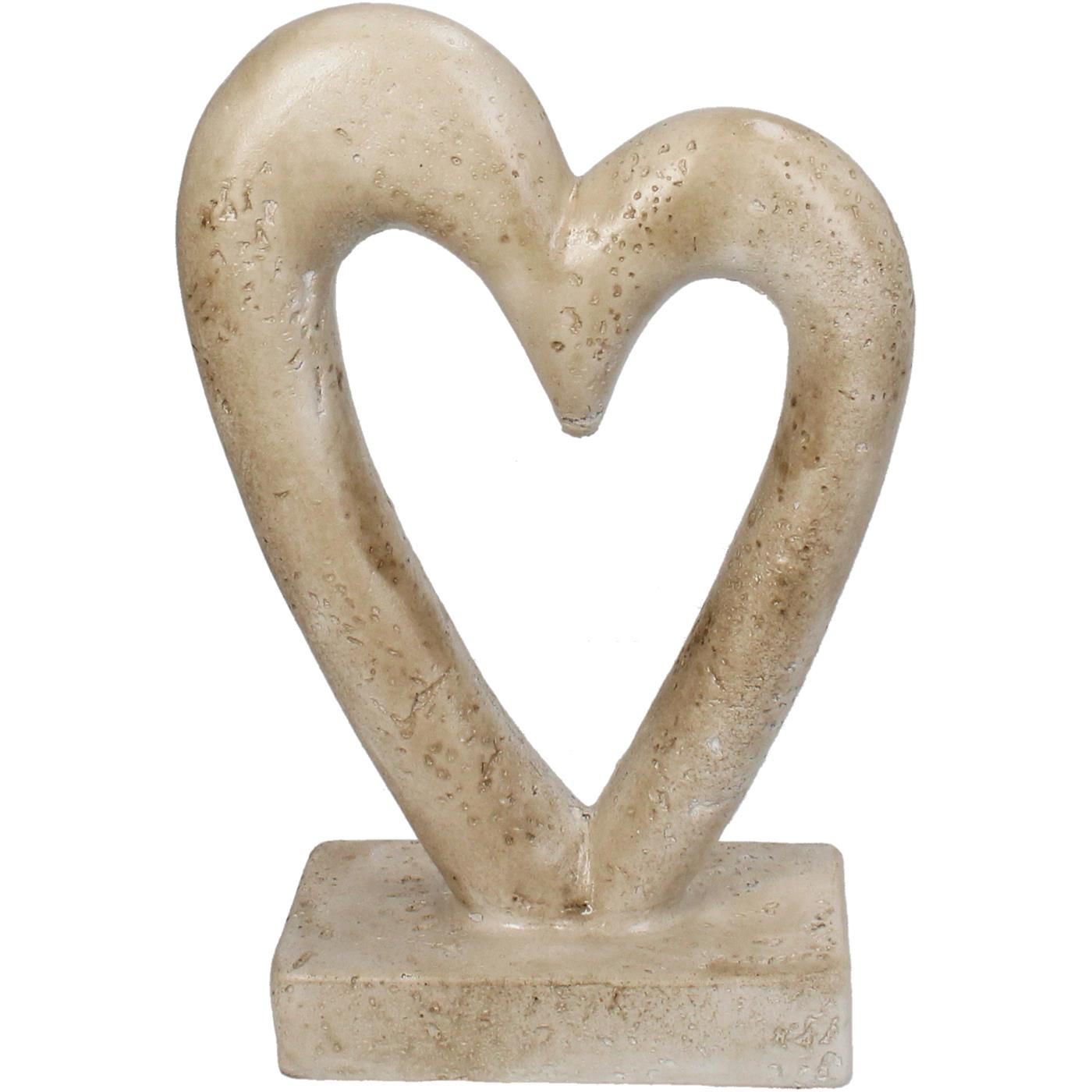 Beeld Heart Beton Beige 13x6x19.5cm