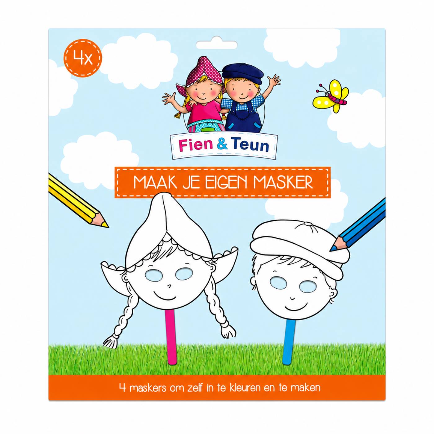 Fien en Teun Kleur en maak je eigen masker + stickers