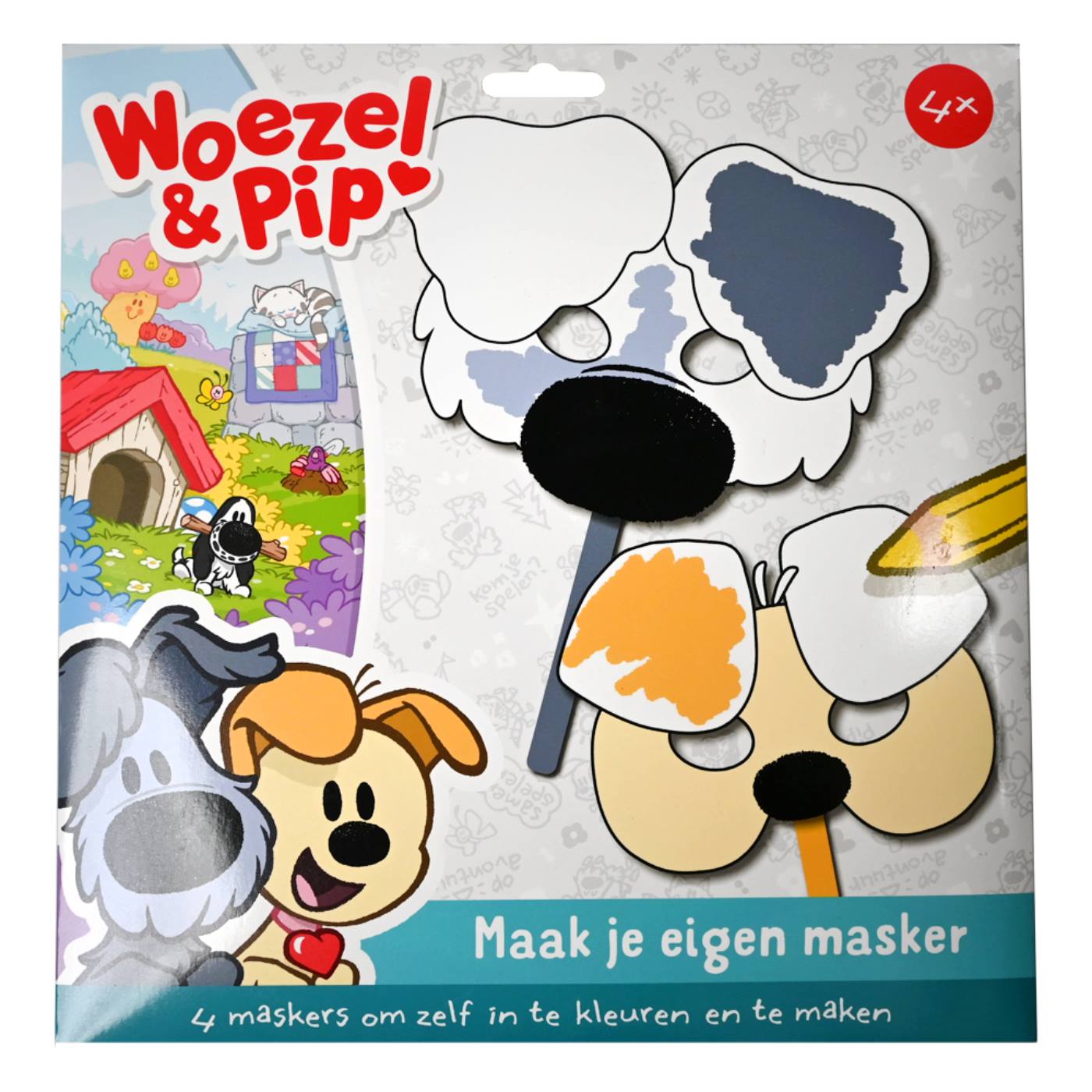Woezel en Pip Kleur en maak je eigen masker + stickers