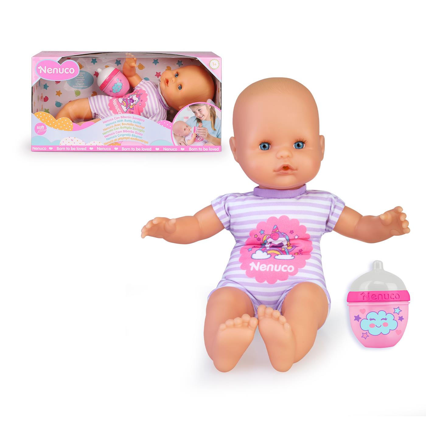 Nenuco babypop 32cm met rammelaar fles