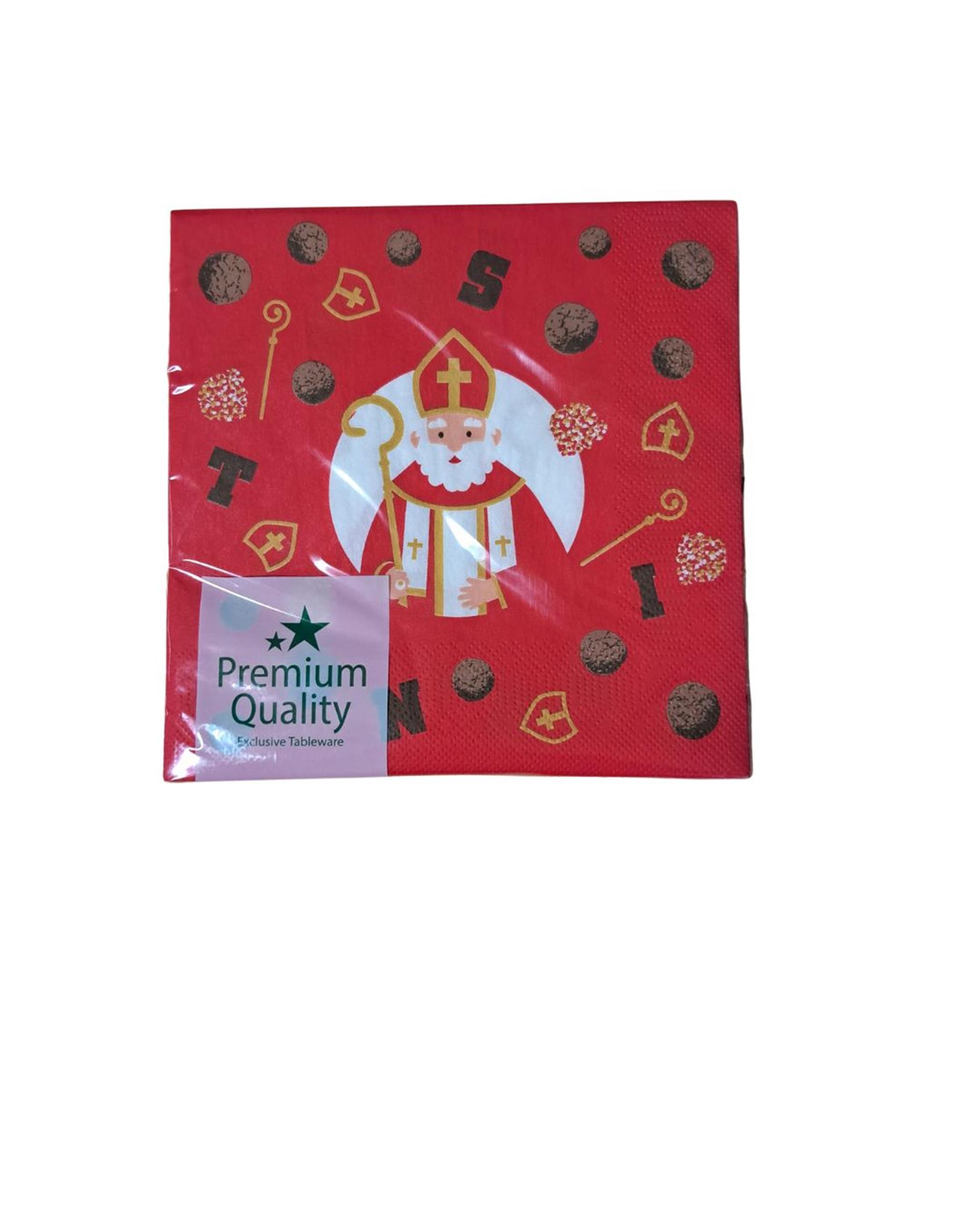 Sinterklaas servetten 3-laags rood
