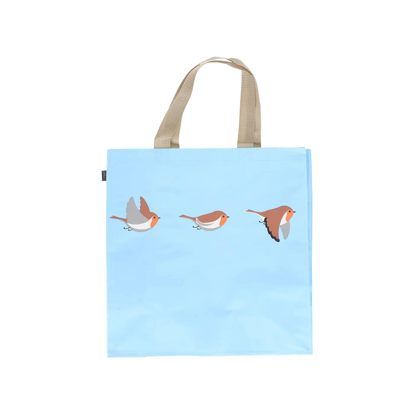 Boodschappentas roodborstjes 40x40cm